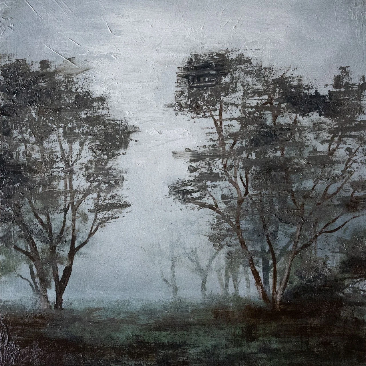 Trees in morning mist by Madisen Zimmer